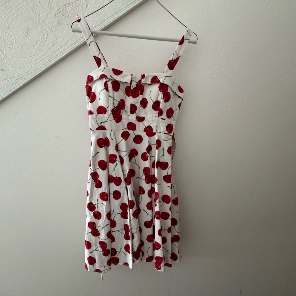 🍒Women’s Double Trouble Apparel Shes My Cherry Bomb White Pin Up Style Dress 🍒 - Picture 4 of 6